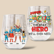 Load image into Gallery viewer, &quot;Super Mom: The Only Hero We&#39;ll Ever Need&quot; - Personalized Egg Cup for Mom, Grandma, and More Glass Egg Cup PopCulturePrints
