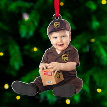 Load image into Gallery viewer, Personalized Baby Christmas Photo Ornaments - Chef &amp; Firefighter Theme
