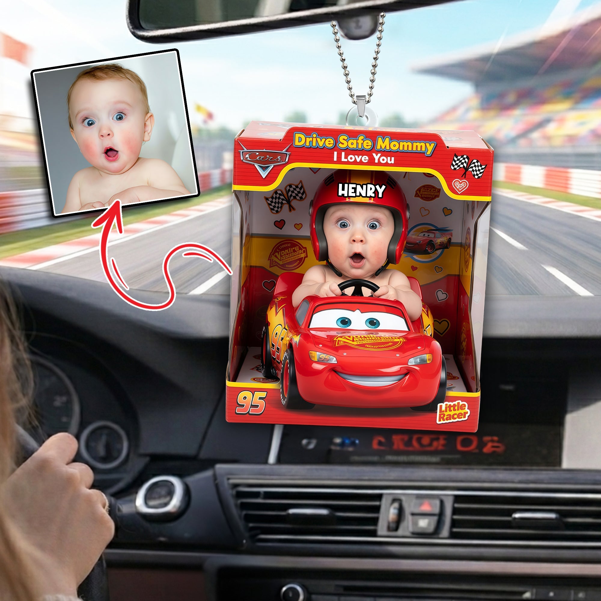 Drive Safe Mommy, I Love You - Custom Photo Car Ornament for Mom and Grandma Ornament PopCulturePrints