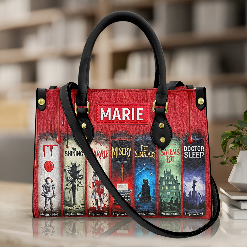 “Unleash the Horror!” - Creepy Stories Leather Bag - Personalized Halloween Gift for Horror Lovers Leather Bag PopCulturePrints