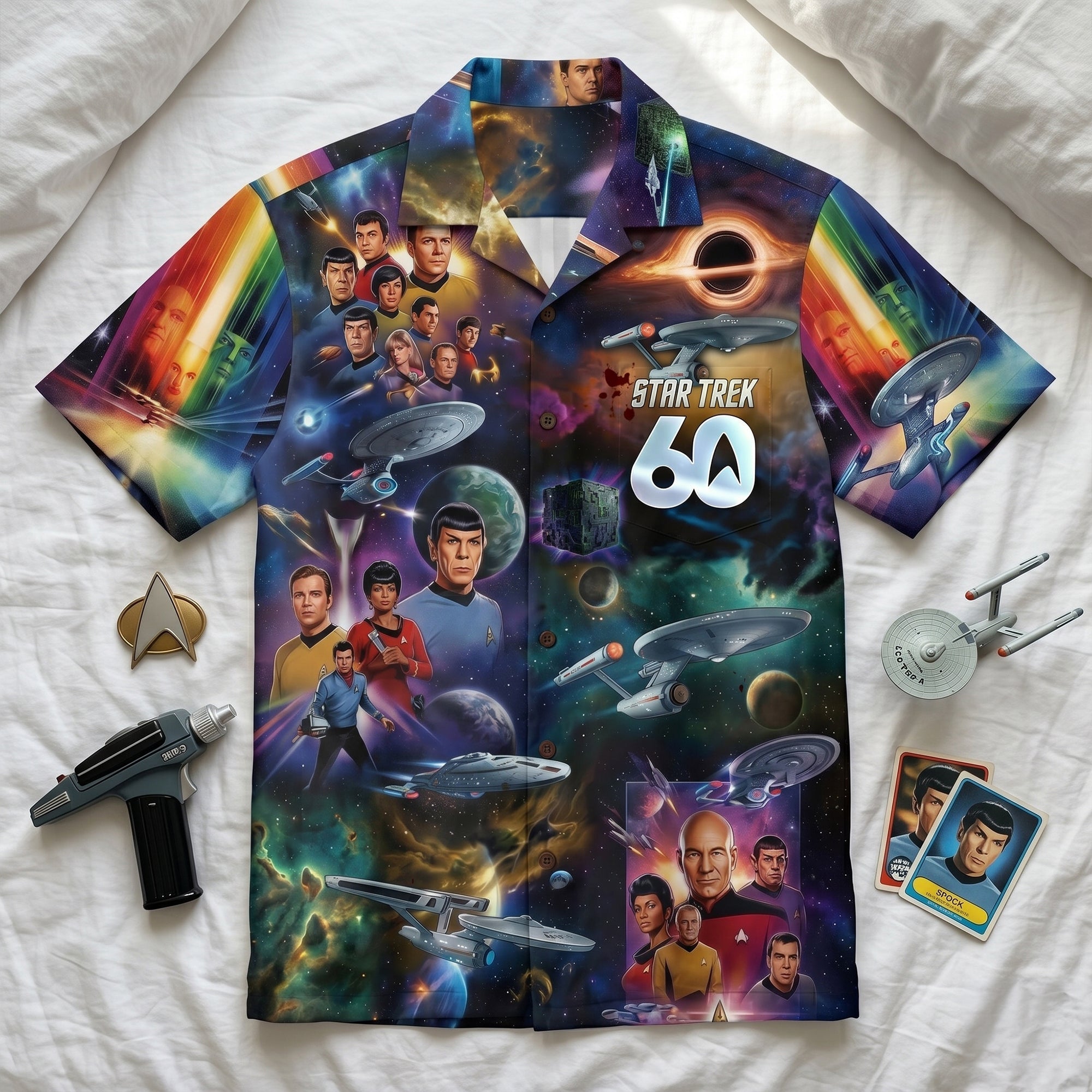 Celebrate 60 Years of Adventure with Our Cosmic Voyagers Hawaiian Shirt - Personalized Gift for Star Trek Fans Hawaiian Shirts PopCulturePrints