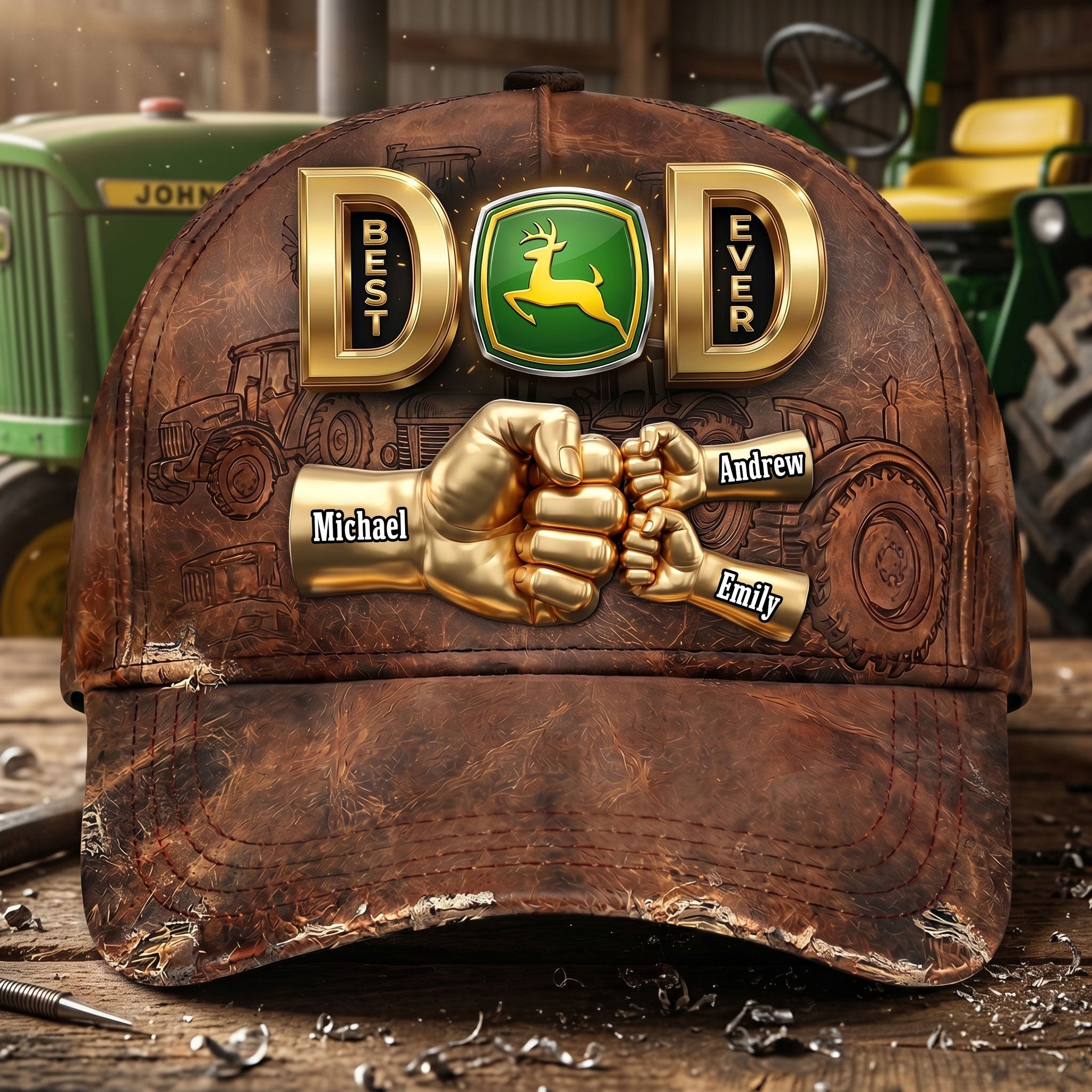 Best Dad Ever - Personalized Cool Tractor Dad Classic Cap | Perfect Gift for Dads and Grandpas Caps PopCulturePrints
