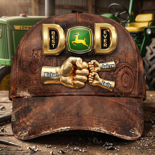 Best Dad Ever - Personalized Cool Tractor Dad Classic Cap | Perfect Gift for Dads and Grandpas Caps PopCulturePrints