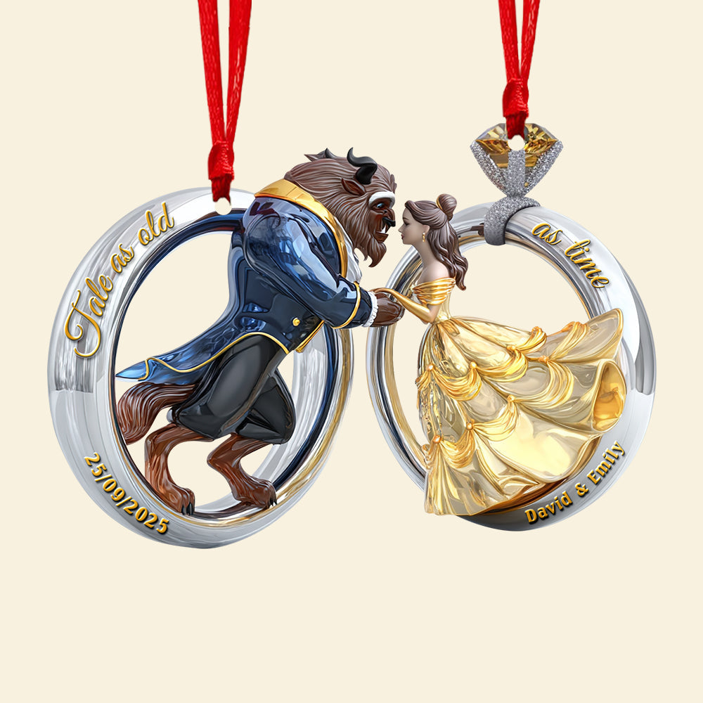 “Tale as old as time” - Fairy Tale Couple Christmas Ornament - Personalized Gifts for Couples Ornament PopCulturePrints
