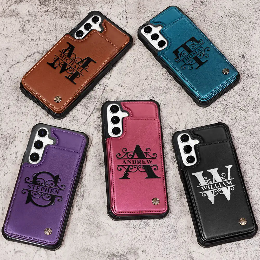 “Make It Personal: Keep Your Essentials Stylish” - Monogram Initial Personalized Leather Flip Wallet Phone Case - Gift for Anyone Who Loves Custom Style Leather Flip Wallet Phone Case PopCulturePrints