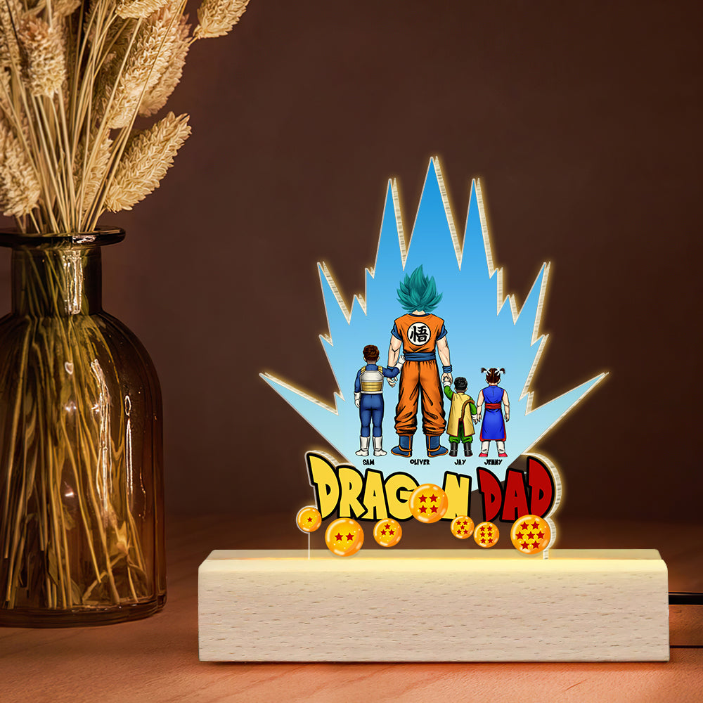 Custom Dragon Dad LED Lamp - Personalized Anime Gift for Father's Day