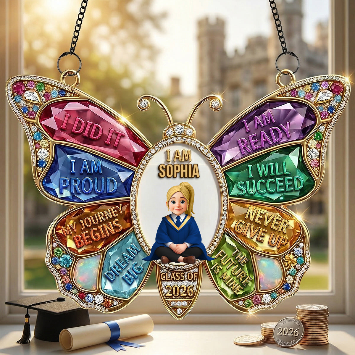 “I Did It! I Am Proud!” - Graduation Suncatcher Ornament - Personalized Gift for Kids and Graduates Ornament PopCulturePrints
