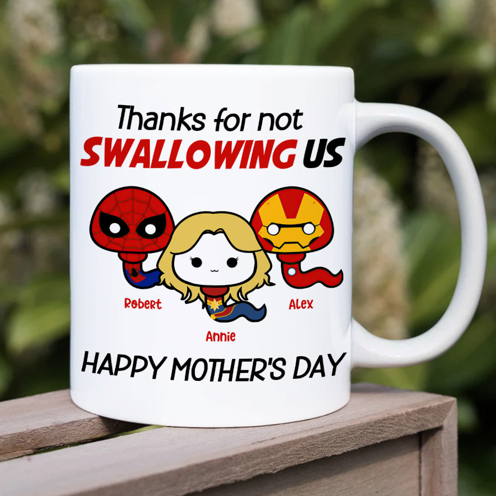 Funny Superhero Mug for Mom - Thanks for Raising Us Coffee Mug PopCulturePrints