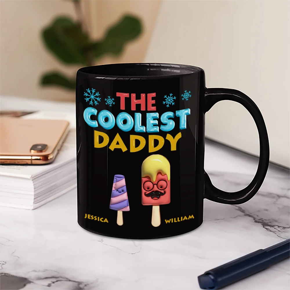 The Coolest Papa - Personalized 3D Effect Cartoon Ice Cream Mug Mug PopCulturePrints