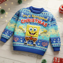 Load image into Gallery viewer, Celebrate Christmas with Spongebob – Personalized Ugly Sweater for Kids AOP Products PopCulturePrints
