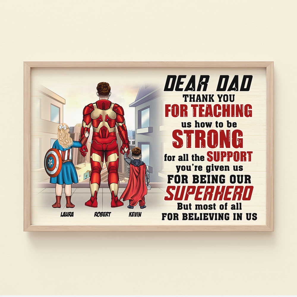 Personalized Superhero Dad Poster - Custom Father's Day Gift Poster & Canvas PopCulturePrints