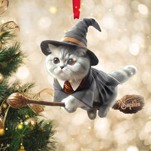 Load image into Gallery viewer, Personalized Wizard Cat Acrylic Ornament for Cat Lovers
