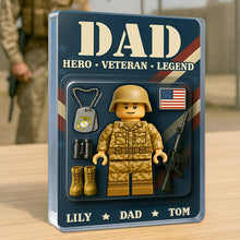 Load image into Gallery viewer, &quot;Dad: Hero, Veteran, Legend&quot; - Personalized Acrylic Plaque, Perfect Gift for Dad and Grandpa Shaped Plaques PopCulturePrints
