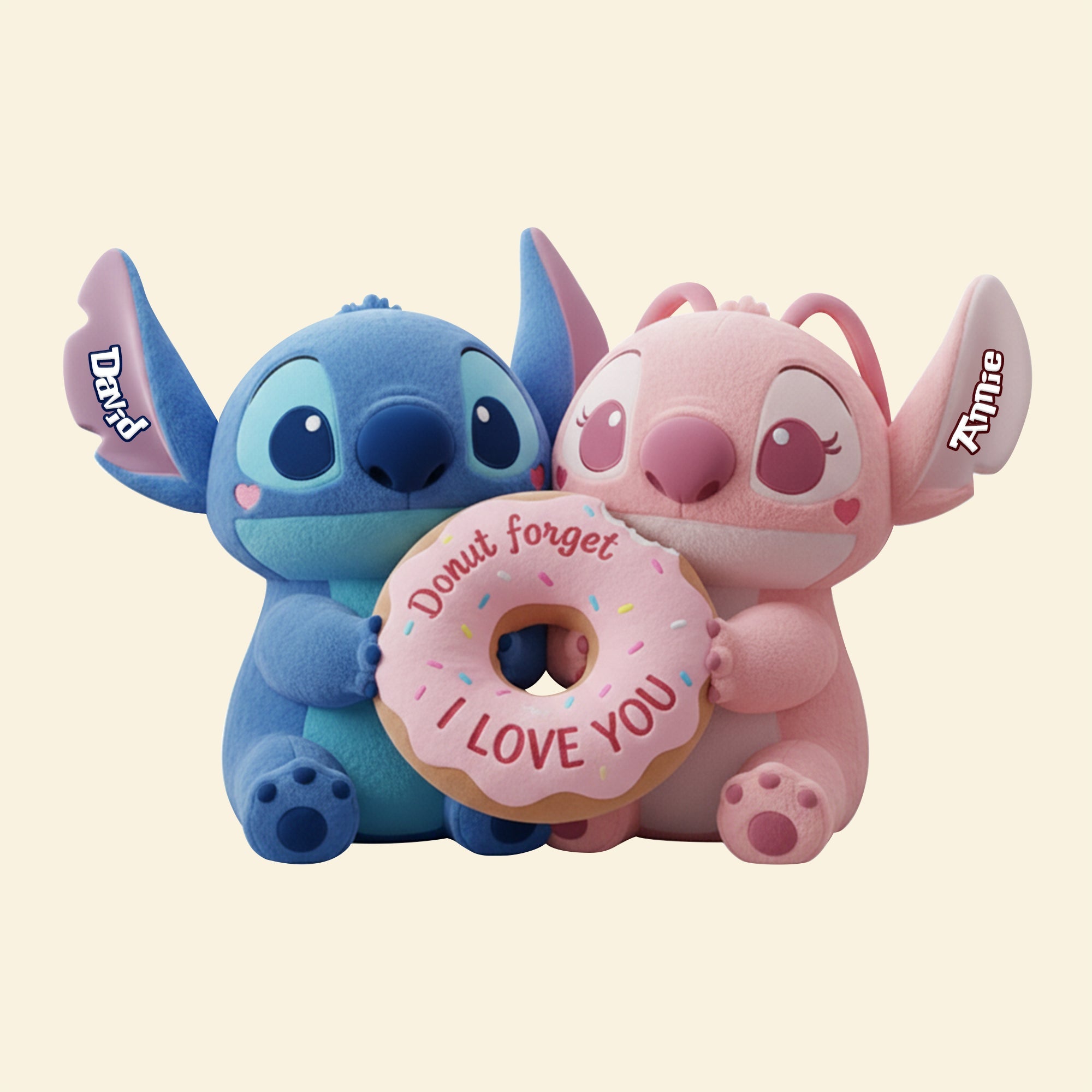 Donut Forget About Love - Adorable Tropical Duo Donut Pillow Pillow PopCulturePrints
