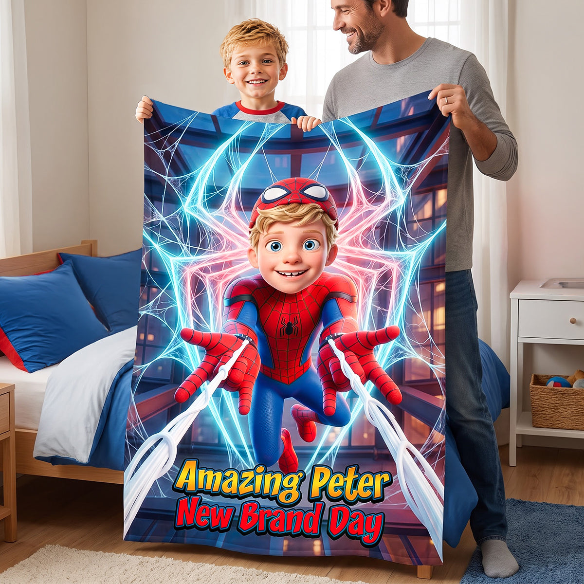Amazing Spider Hero Blanket - Personalized Custom Photo Gifts for Kids