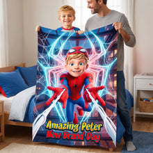 Load image into Gallery viewer, Amazing Spider Hero Blanket - Personalized Custom Photo Gifts for Kids
