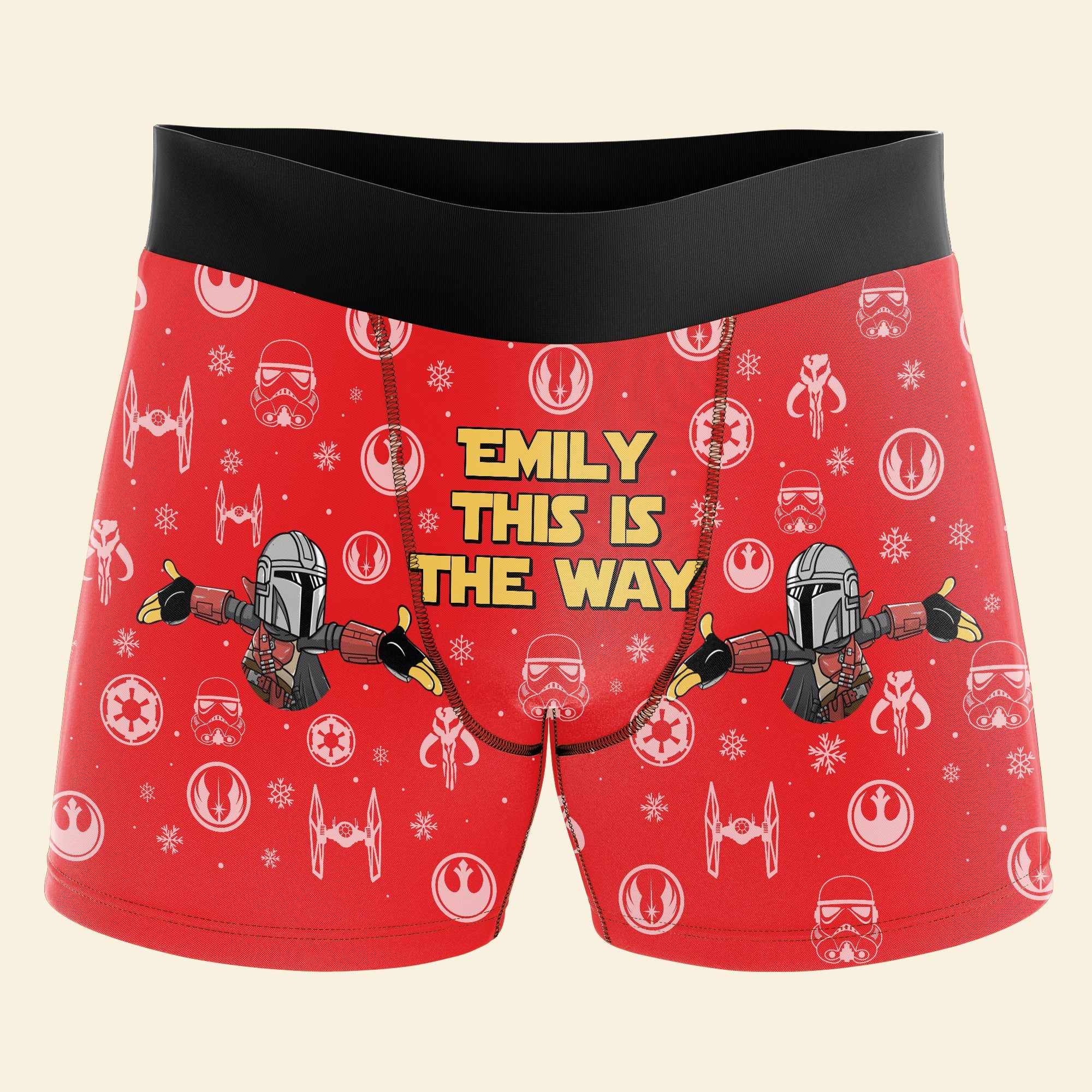 Personalized Star Warrior Christmas Boxers - Naughty Holiday Gift for Men Boxer Briefs PopCulturePrints