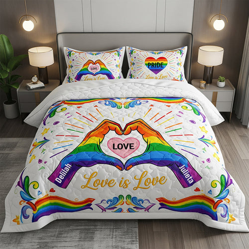 Love Is Love - Personalized Quilt Bed Set for LGBT+ Pride Blanket PopCulturePrints