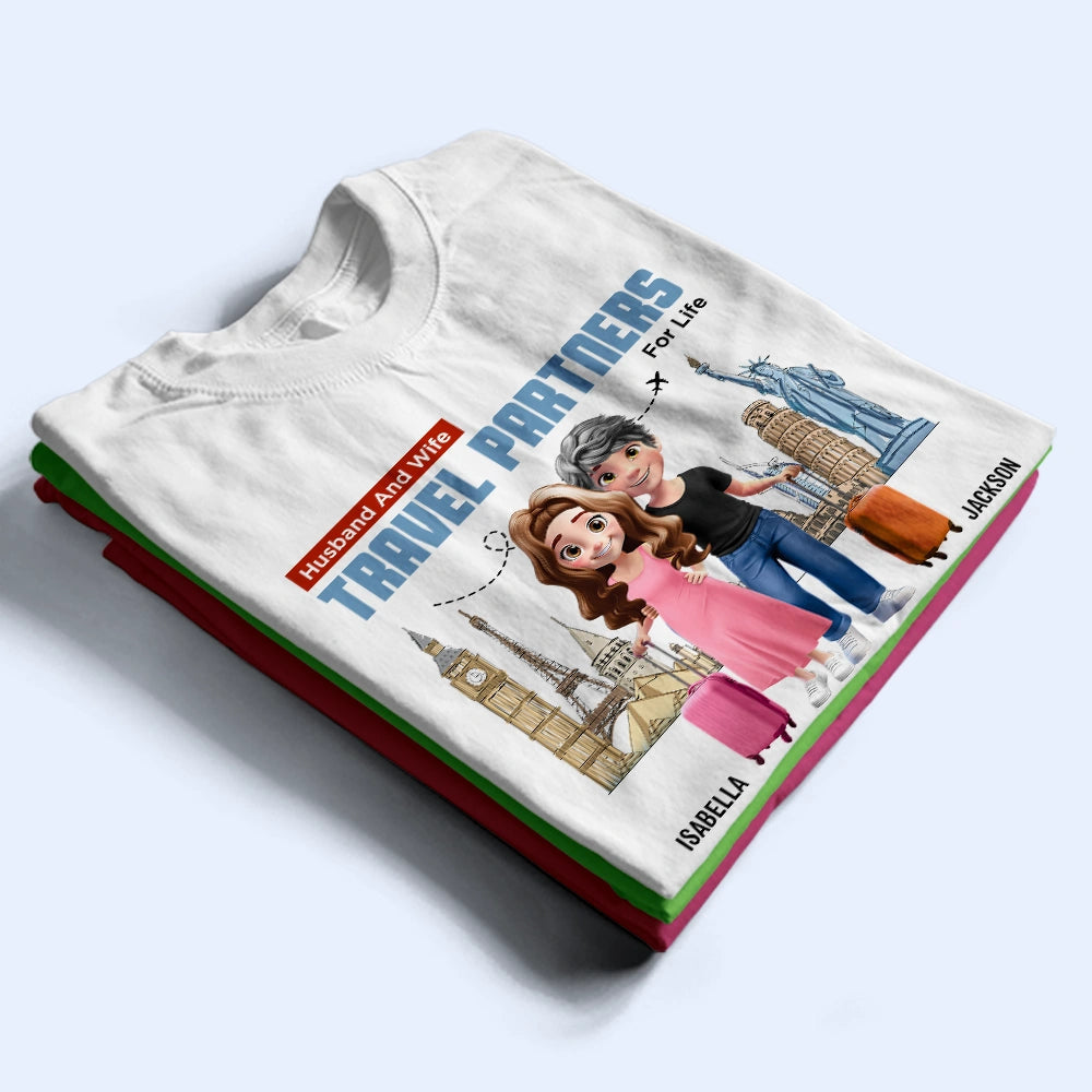 Husband And Wife Travel Partners For Life - Personalized T-Shirt T-shirt PopCulturePrints