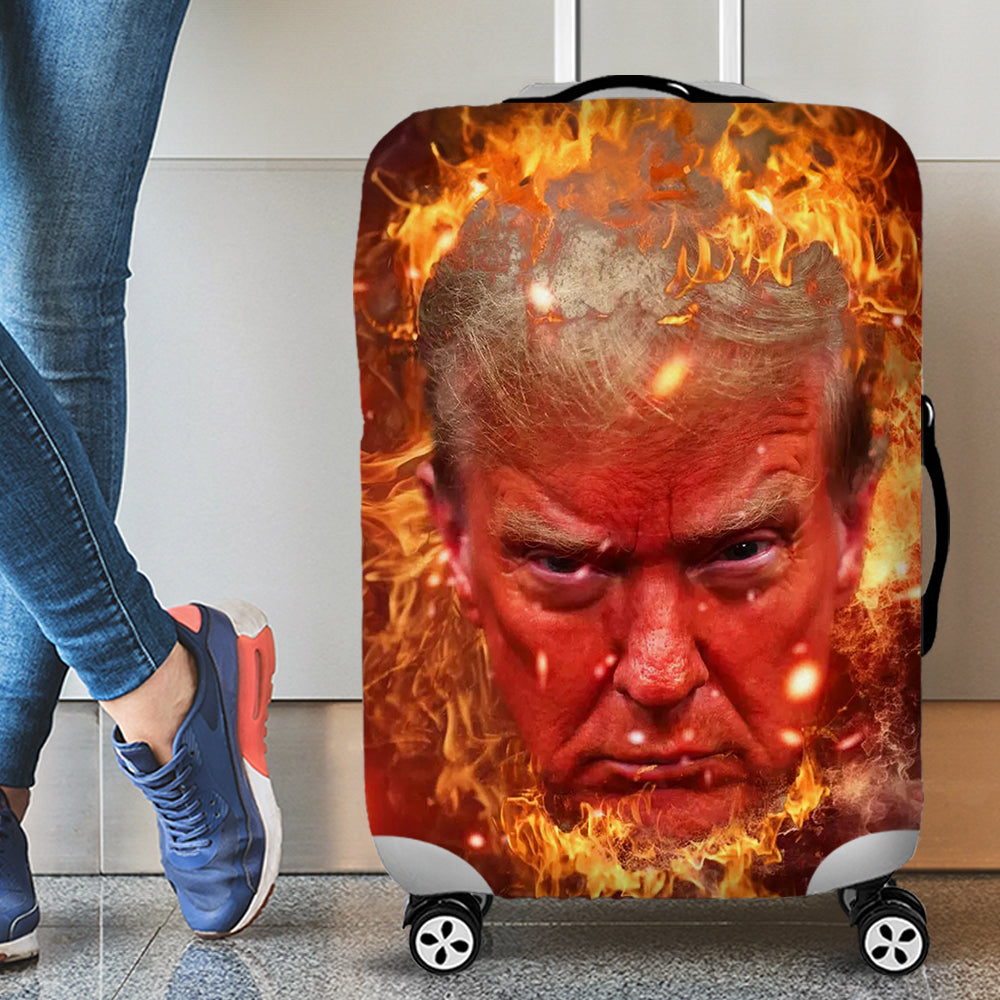 Fiery Presidential Face Luggage Cover - Trump Edition