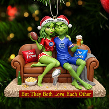 Load image into Gallery viewer, &quot;But They Both Love Each Other&quot; - Sport Lover Green Monster Couple Ornament - Custom Personalized Gift for Couples Ornament PopCulturePrints
