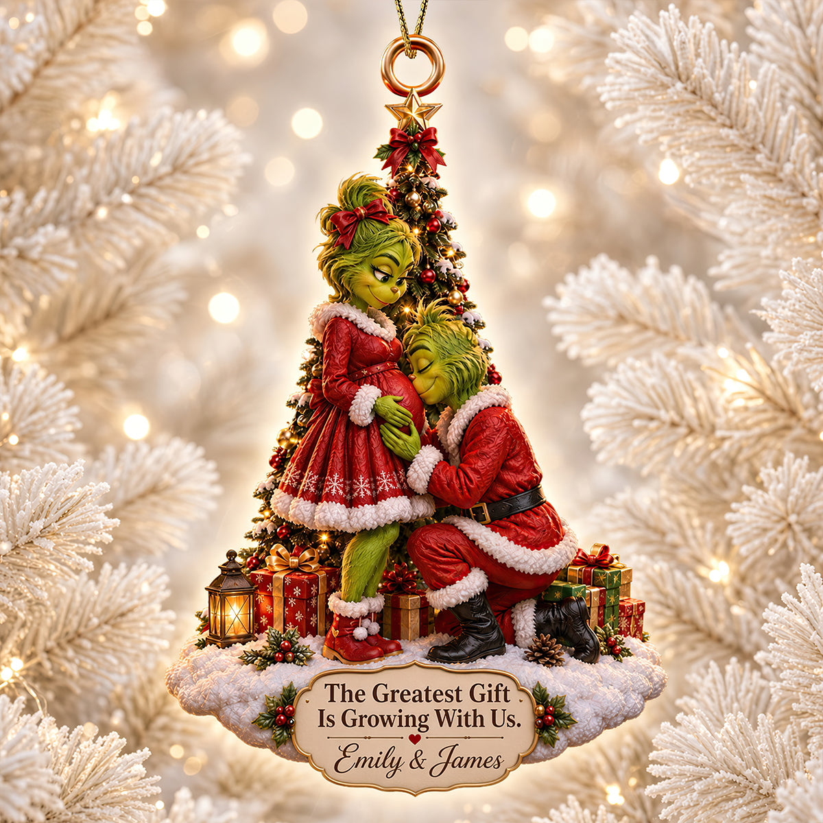 The Greatest Gift Is Growing With Us - Personalized Acrylic Ornament for Couples Ornament PopCulturePrints