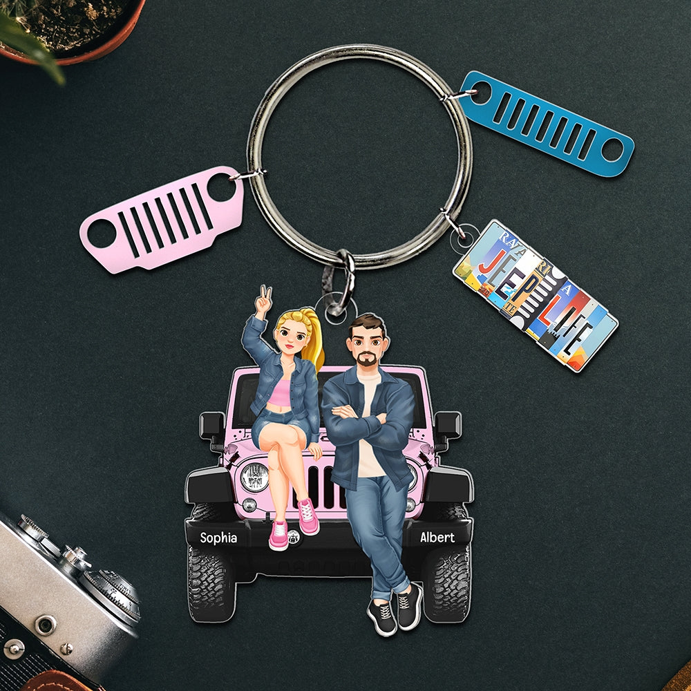 Personalized Jeep Couple Keychain