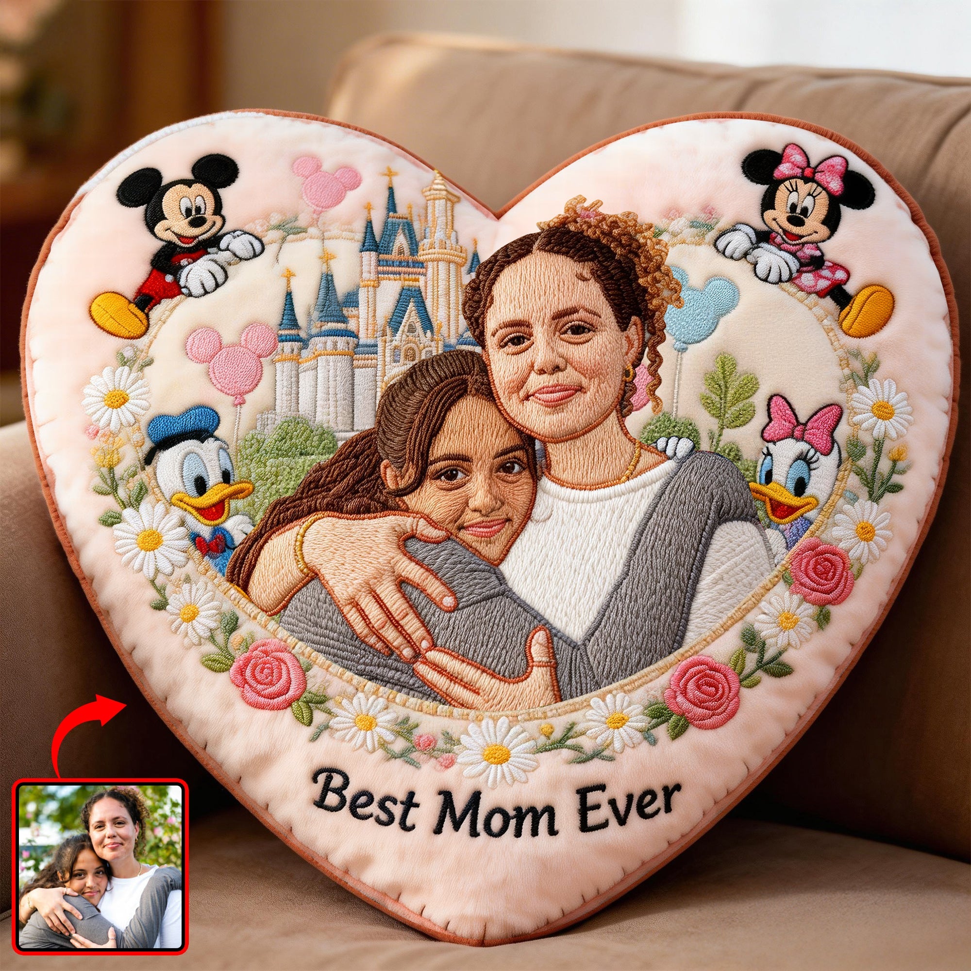 Best Mom Ever - Custom Photo Heart Pillow | Personalized Gift for Moms, Grandmas, and Loved Ones Pillow PopCulturePrints