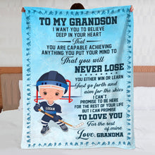 Load image into Gallery viewer, Personalized Hockey Blanket for Kids - Custom Gift from Grandma Blanket PopCulturePrints
