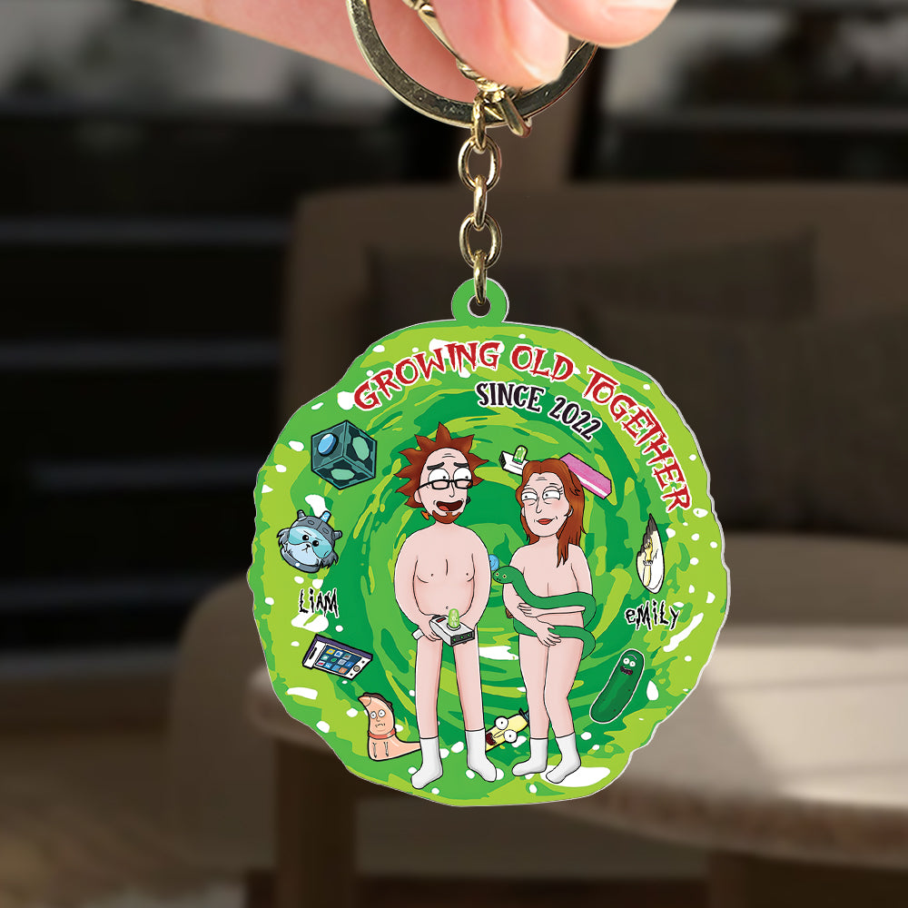 Personalized Portal Keychain - Growing Old Together Since 2022 | Valentine's Day Gifts Keychains PopCulturePrints