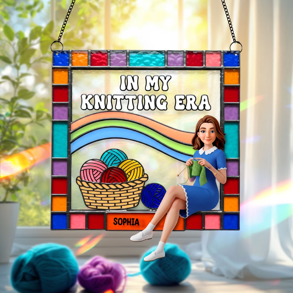 "In My Knitting Era": Customized Suncatcher Ornament - Perfect Gift for Knitting Lovers Ornament PopCulturePrints