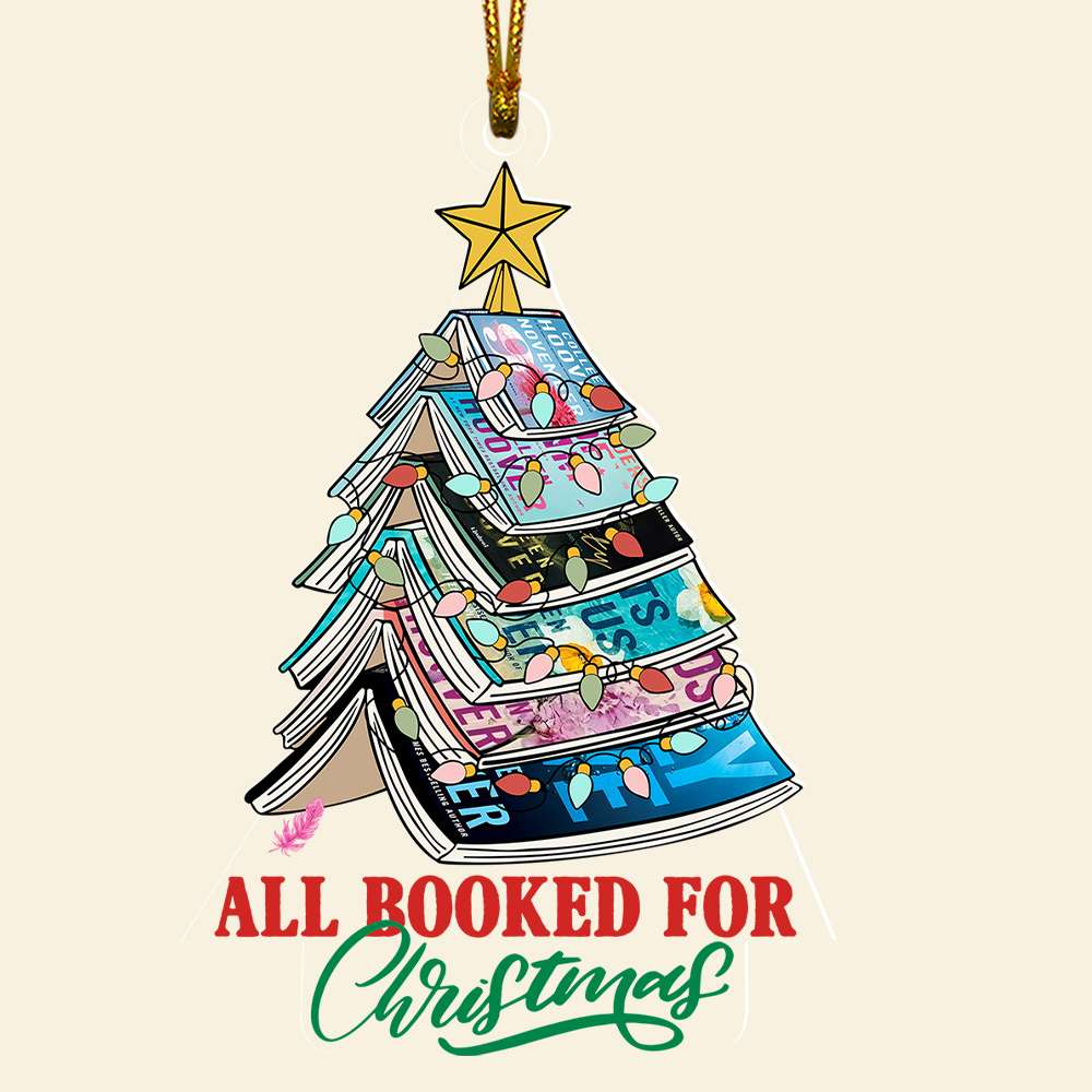 Book Lover's Christmas Ornament - Stacked Books Tree Ornament PopCulturePrints
