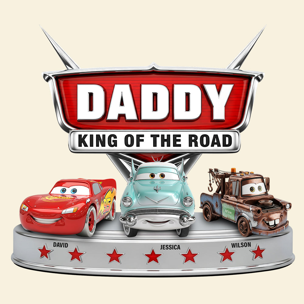 “Daddy King of the Road” - Personalized Acrylic Plaque Gift for Dad, Grandpa, Family Shaped Plaques PopCulturePrints
