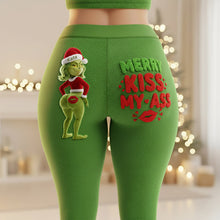 Load image into Gallery viewer, Merry Kiss My Ass - Funny Personalized Women Leggings - Unique Gift for Her Shorts and Pants PopCulturePrints
