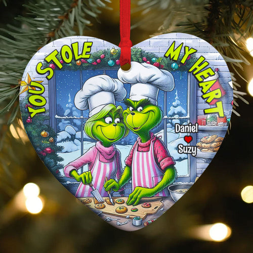Personalized Grinch Couple Christmas Ornament - Unique Holiday Gift - Valentine's Day Gifts Ornament PopCulturePrints