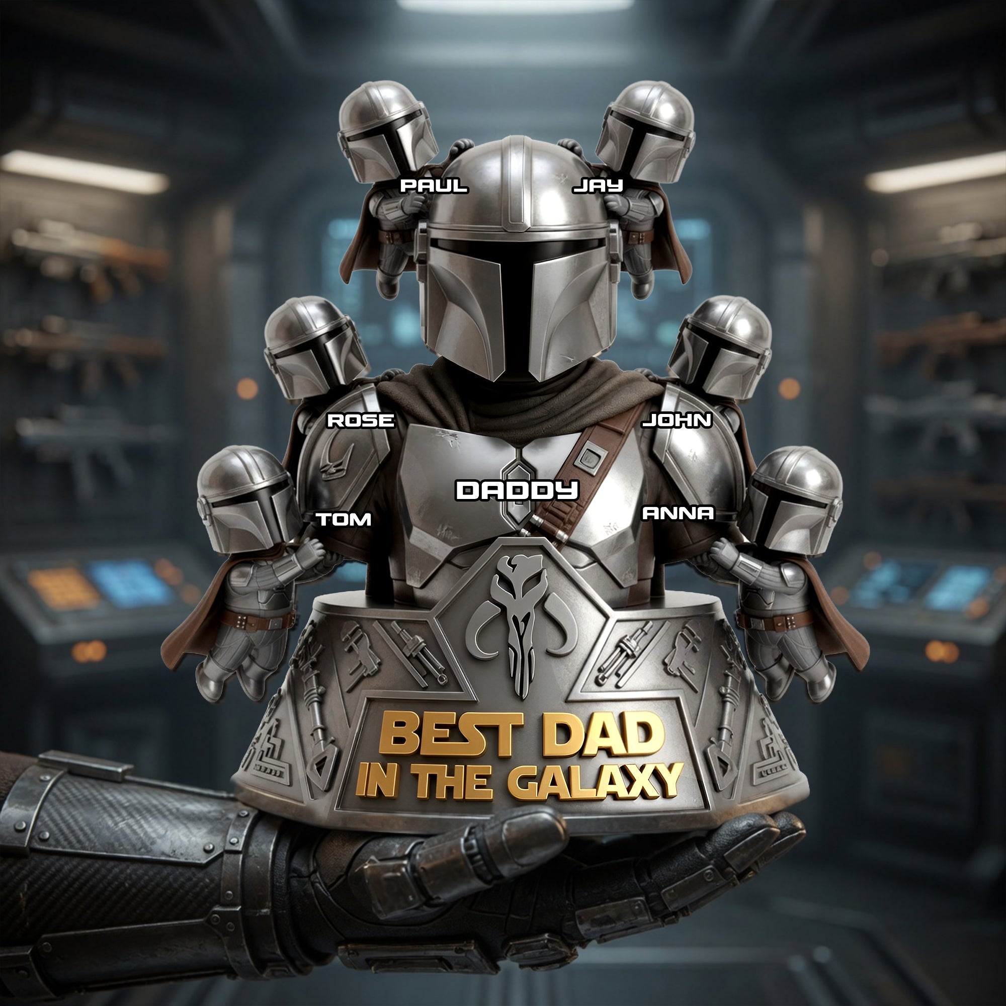 "Best Dad in the Galaxy!" - Best Space Dad Acrylic Plaque - Personalized Gifts for Dads, Grandpas, and More Shaped Plaques PopCulturePrints