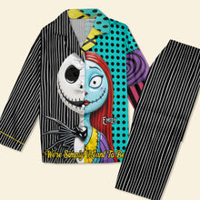 Load image into Gallery viewer, We&#39;re Simply Meant To Be - Spooky Couple Pajama Set - Personalized Gifts for Couples Pajama Set PopCulturePrints
