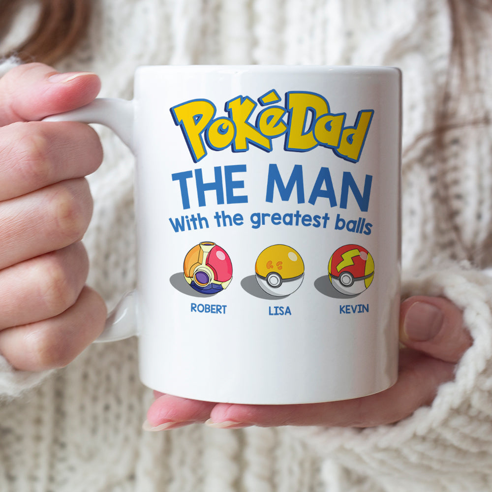 Personalized PokeDad Mug for Dad with the Greatest Balls Coffee Mug PopCulturePrints