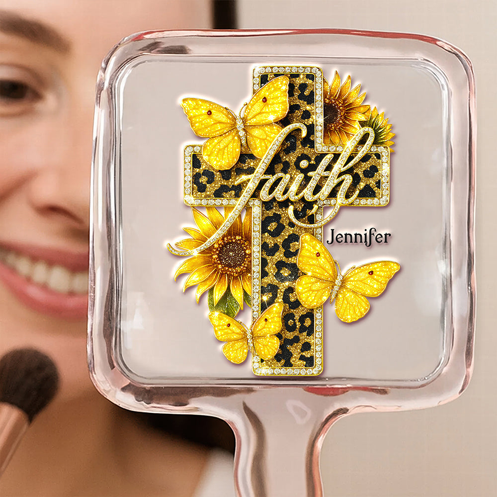 "Faith in Every Reflection" - Personalized Faith Cross Handheld Mirror - Unique Gift for Christians Mirror PopCulturePrints