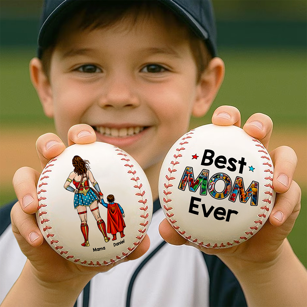 Best Mom Ever - Personalized Baseball for Mother's Day Baseball PopCulturePrints