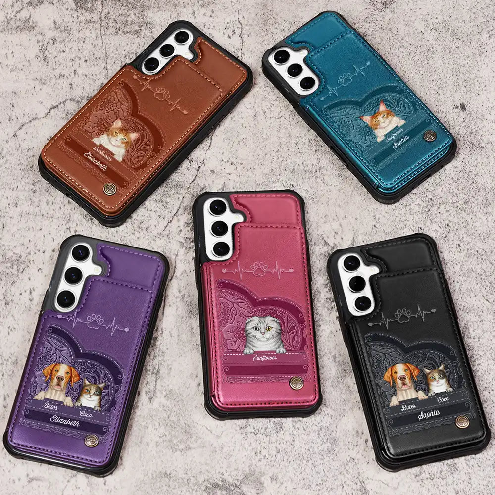 Cute Dogs And Cats Aesthetic Pattern - Personalized Leather Flip Wallet Phone Case Leather Flip Wallet Phone Case PopCulturePrints