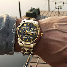 Load image into Gallery viewer, Hooked on Fishing - Personalized Men's Watch for Fishing Lovers Men's Watch PopCulturePrints
