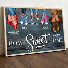 Load image into Gallery viewer, Personalized Family Shoe Canvas Art - 'Home Sweet Home' Design Poster &amp; Canvas PopCulturePrints
