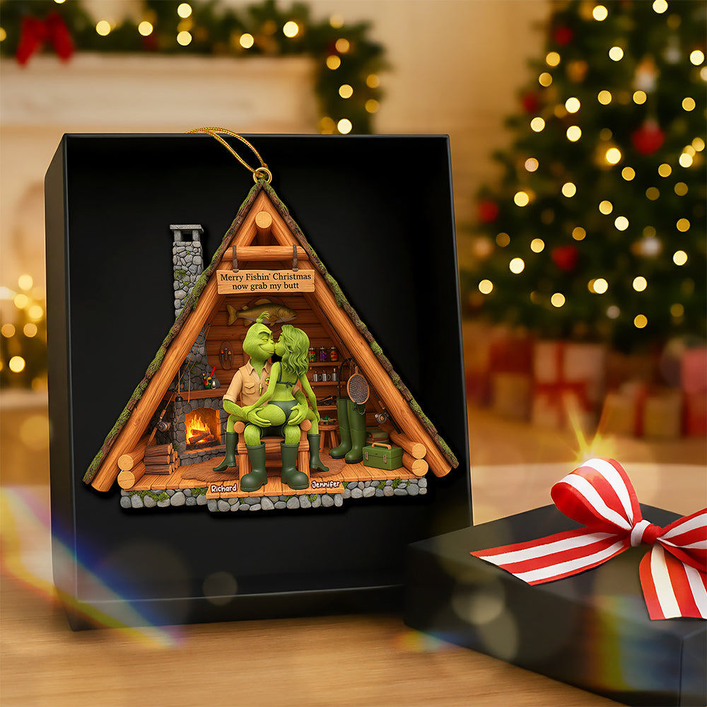 Merry Fishin' Christmas - Naughty Couple Fishing Ornament | Personalized Gift for Couples Ornament PopCulturePrints