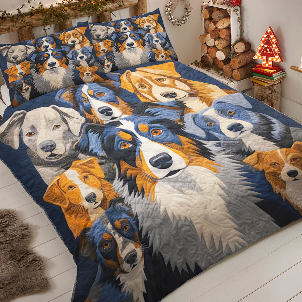 Festive Australian Shepherd Christmas Quilt Set - Perfect Gift for Dog Lovers Blanket PopCulturePrints