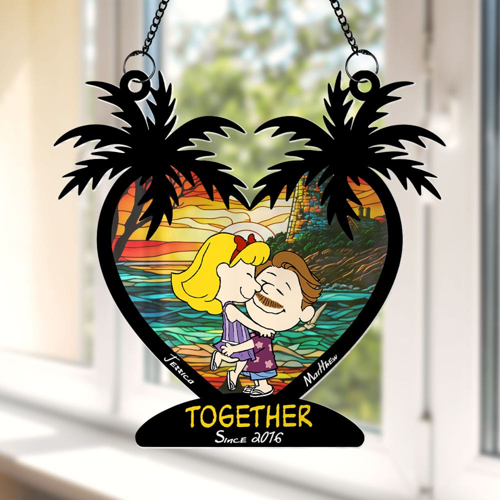 Personalized Couple Cartoon Ornament - Together Since [Year]