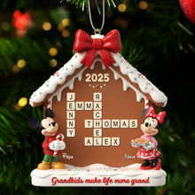 Load image into Gallery viewer, “Grandkids Make Life More Grand” - Personalized Gingerbread House Family Crossword Ornament - Custom Gift for Family &amp; Friends Ornament PopCulturePrints
