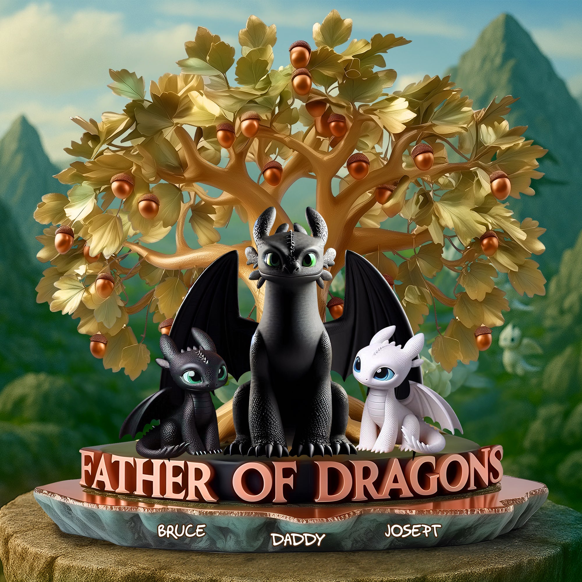 "Celebrate the Legend: Father of Dragons - Personalized Acrylic Plaque for Dad!" Shaped Plaques PopCulturePrints