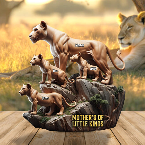 Mother's Day Lion Mom and Kids Plaque - Personalized Gift for Moms and Grandmas Shaped Plaques PopCulturePrints