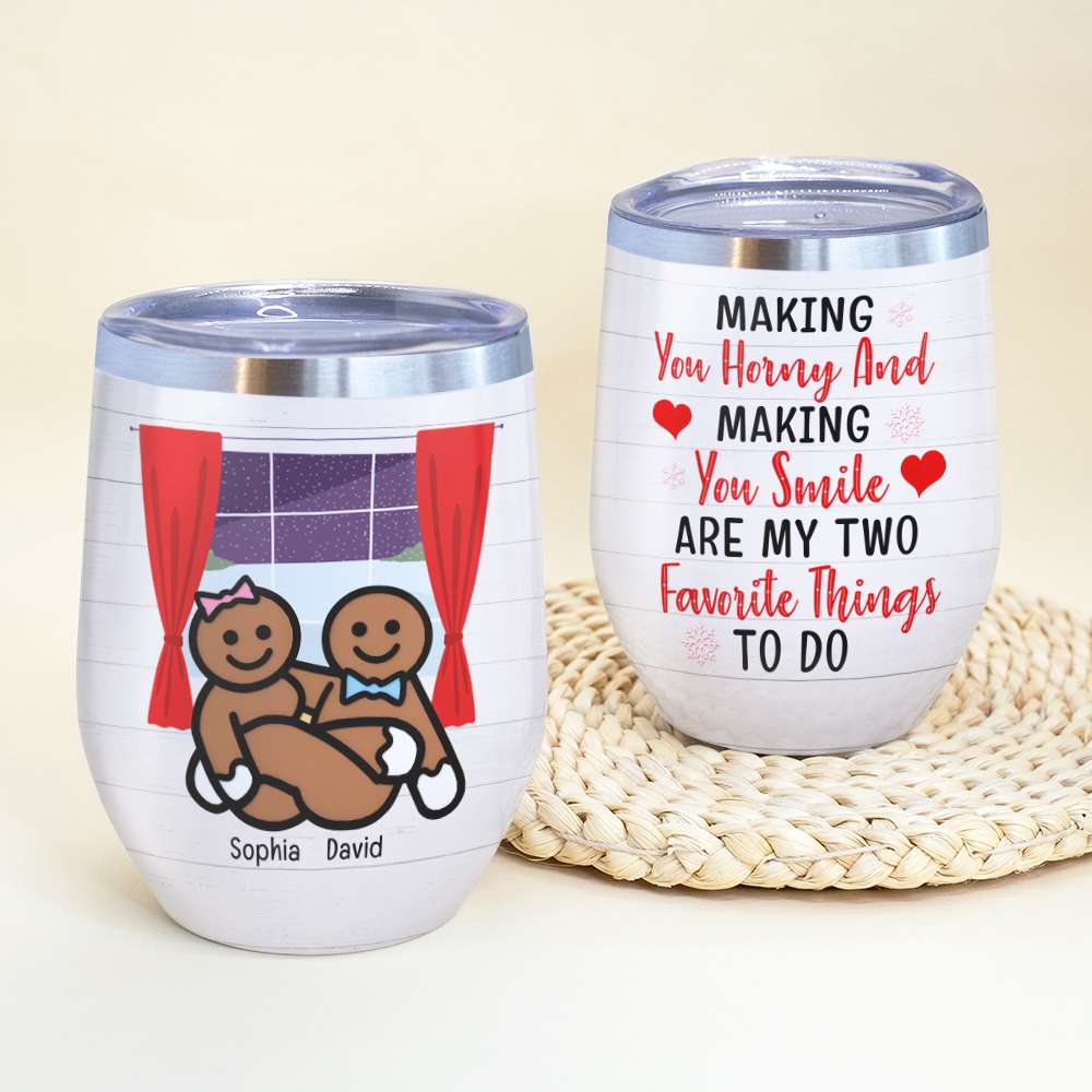 Naughty and Nice Personalized Wine Tumbler - Fun Valentine's Day and Christmas Gift for Couples Wine Tumbler PopCulturePrints